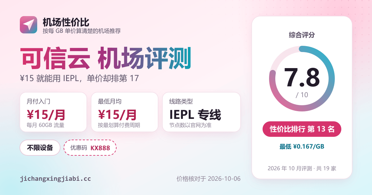 可信云机场评测：价格、线路与评分一览